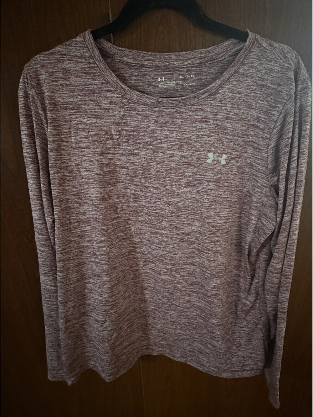 Under Armour HeatGear Mens XL Maroon Heather Long Sleeve Shirt Loose Fit
